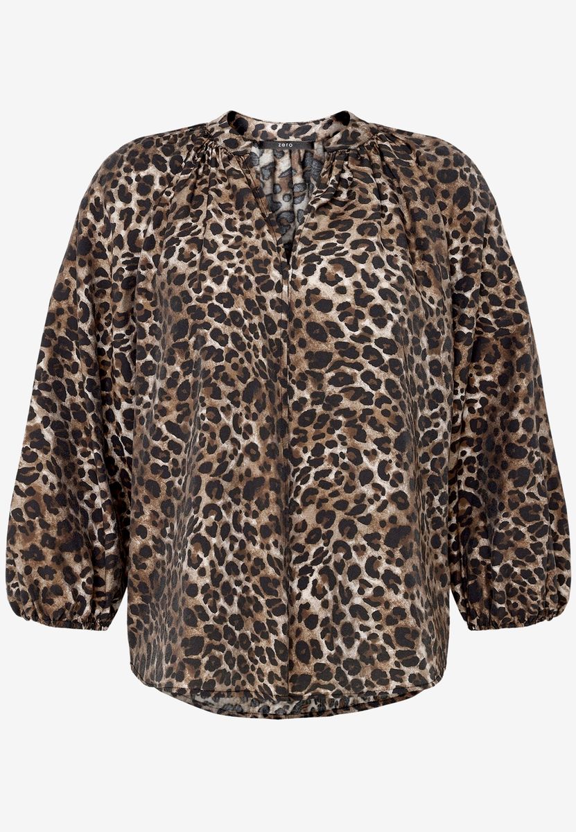 Locker geschnittene Schlupfbluse mit Leoprint