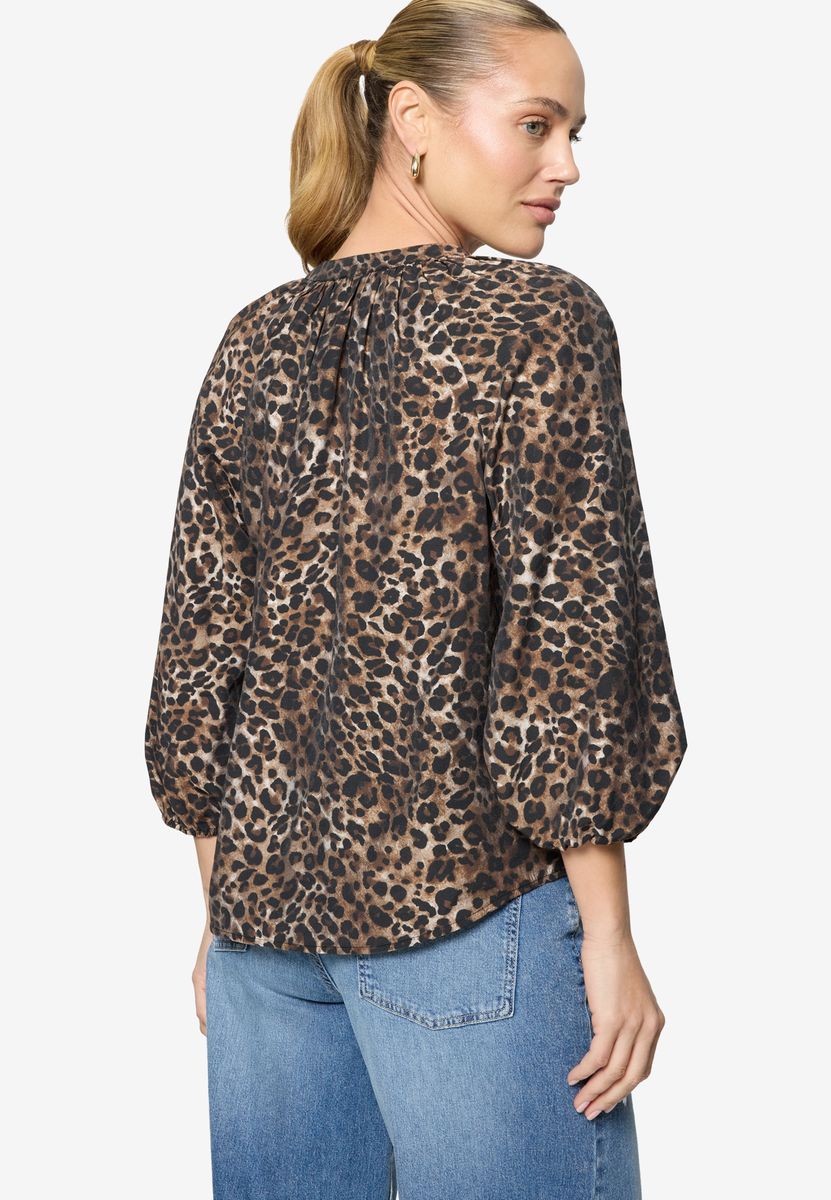 Locker geschnittene Schlupfbluse mit Leoprint