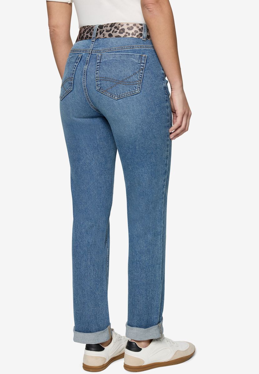 Straight-Leg-Jeans mit Leopard-Gürtel