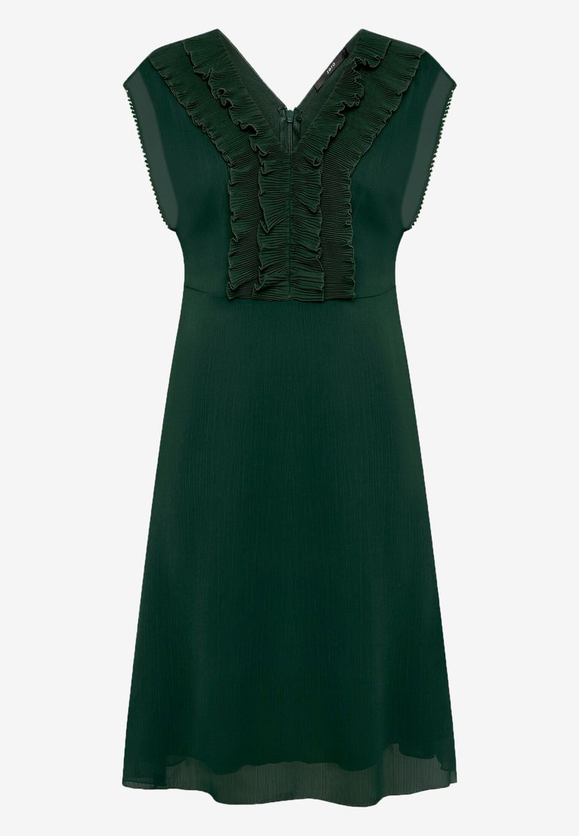 Chiffon-Midikleid mit Rüschendetails