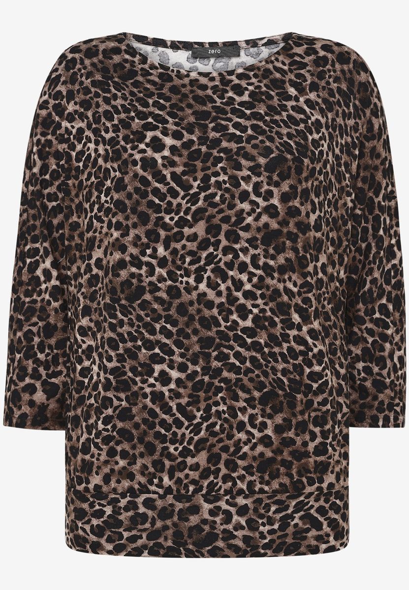 Leopard-Print-Top mit U-Boot-Ausschnitt