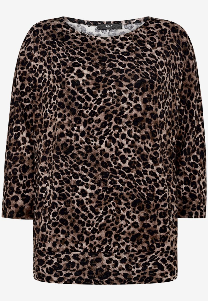 Leopard-Print-Top mit U-Boot-Ausschnitt