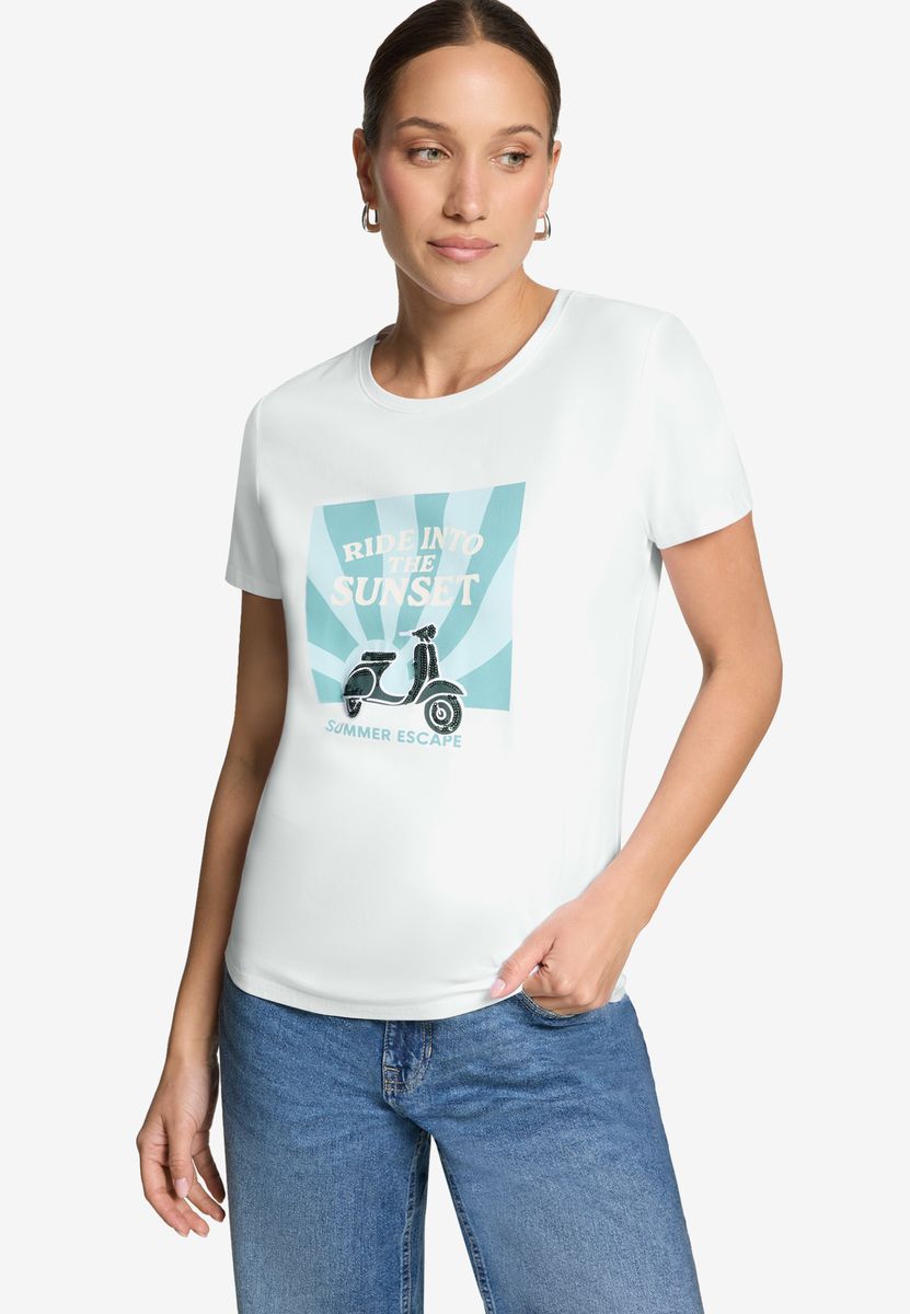 T-Shirt mit Roller-Grafikprint
