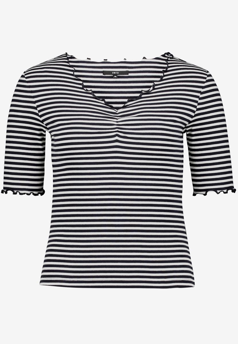 Gestreiftes Rippshirt mit Volants