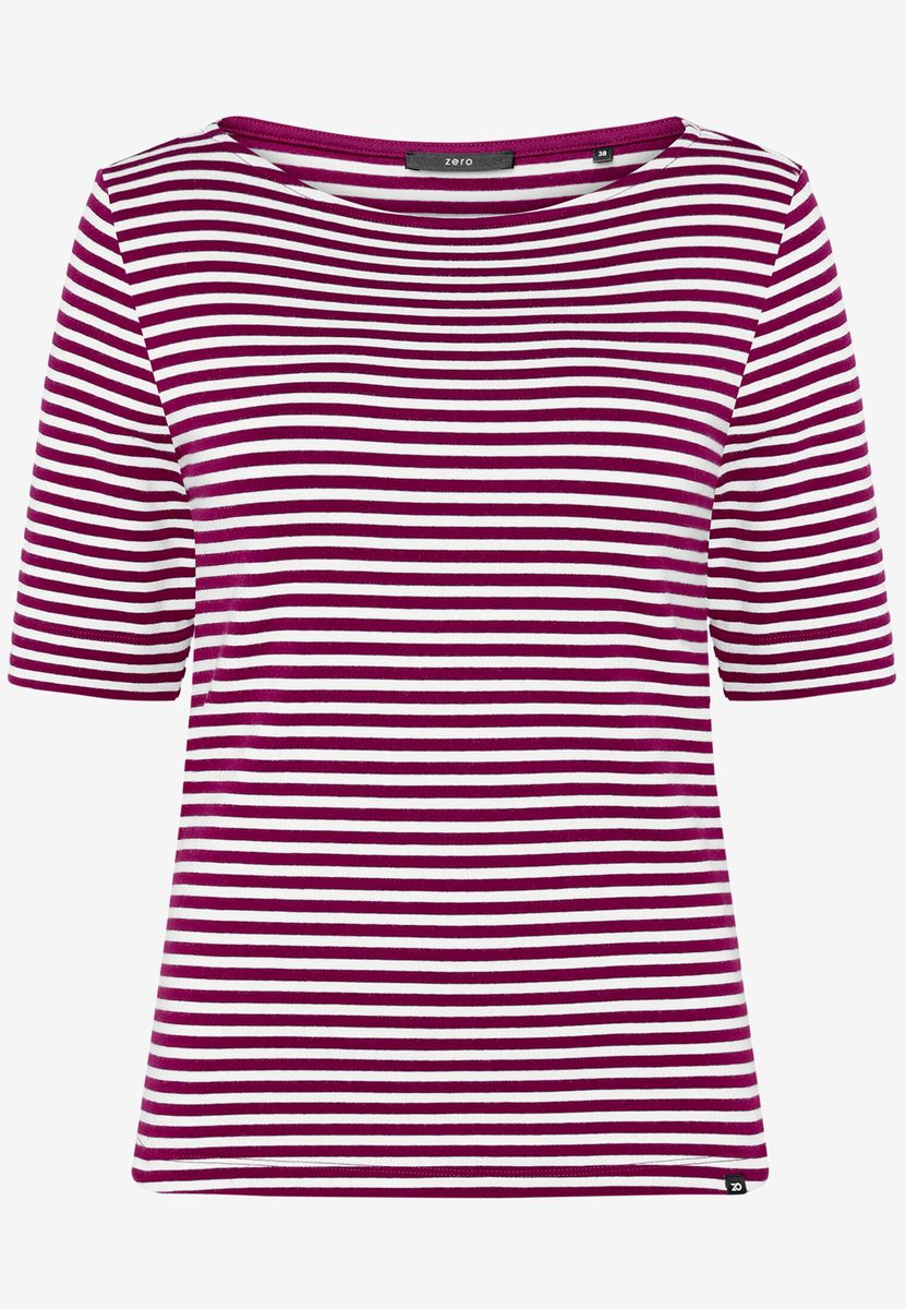 Gestreiftes Jersey-Shirt mit U-Boot-Ausschnitt