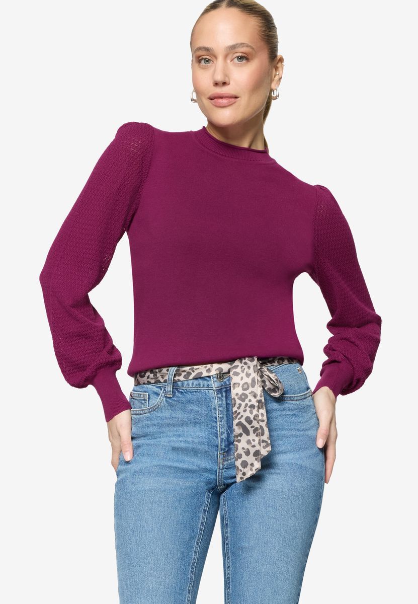 Feinstrickpullover mit strukturierten Puffärmeln