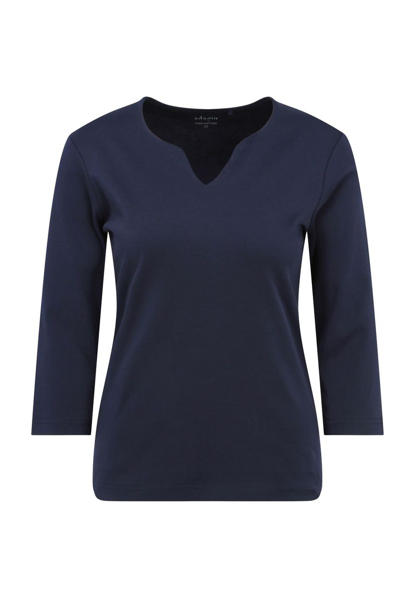 Split-Neck Baumwollshirt mit 3/4-Arm