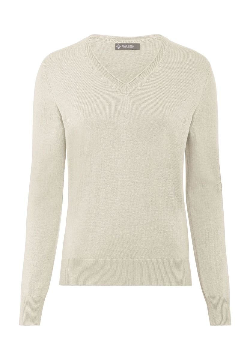 Seiden-Kaschmir-Pullover mit V-Ausschnitt