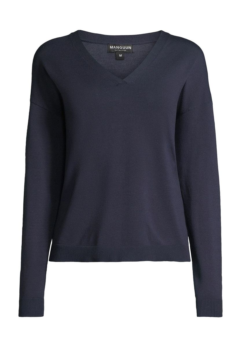 Klassischer V-Ausschnitt Feinstrick-Pullover