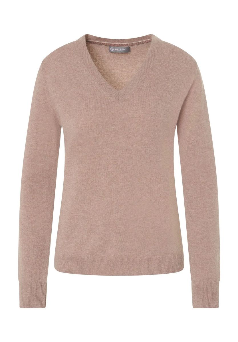 Klassischer Kaschmirpullover mit V-Ausschnitt