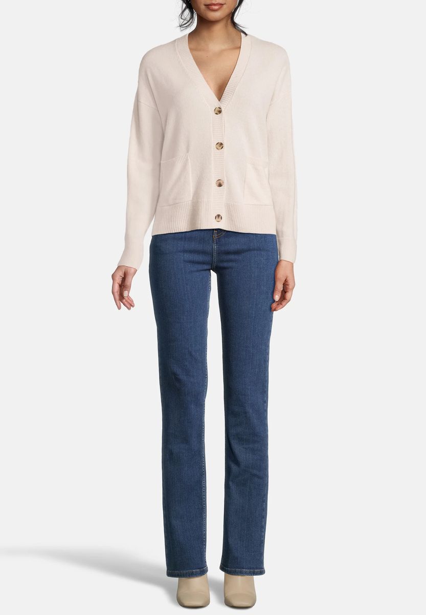 Kaschmir-Cardigan mit V-Ausschnitt und Taschen