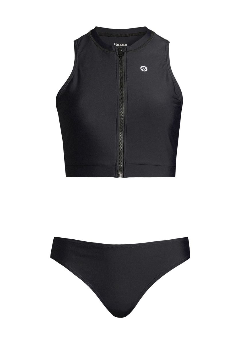 Sportliches Crop-Bikini-Set mit Frontreißverschluss