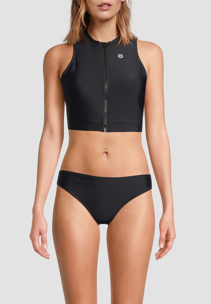 Sportliches Crop-Bikini-Set mit Frontreißverschluss