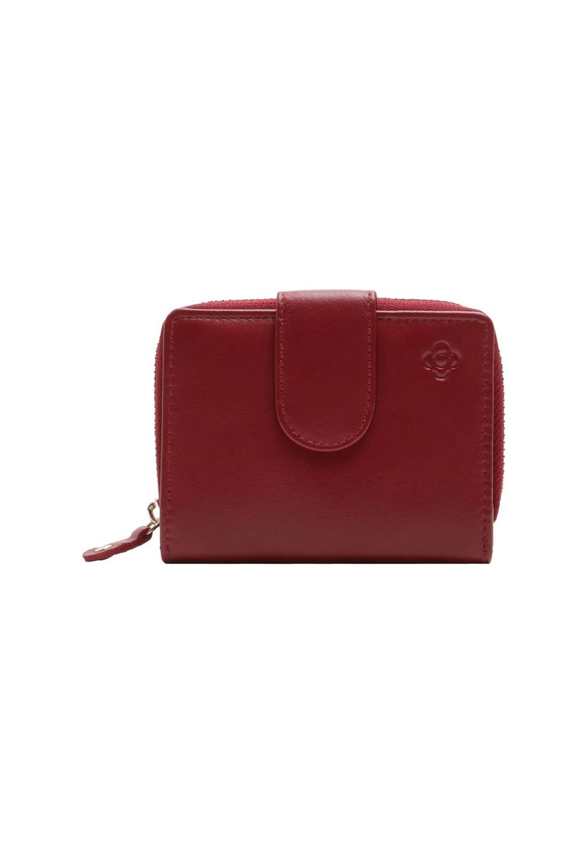 Kompakte Lederbrieftasche mit Druckknopf