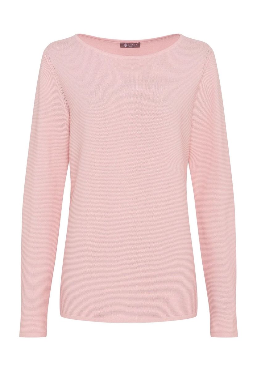 Strukturierter Strickpullover mit U-Boot-Ausschnitt