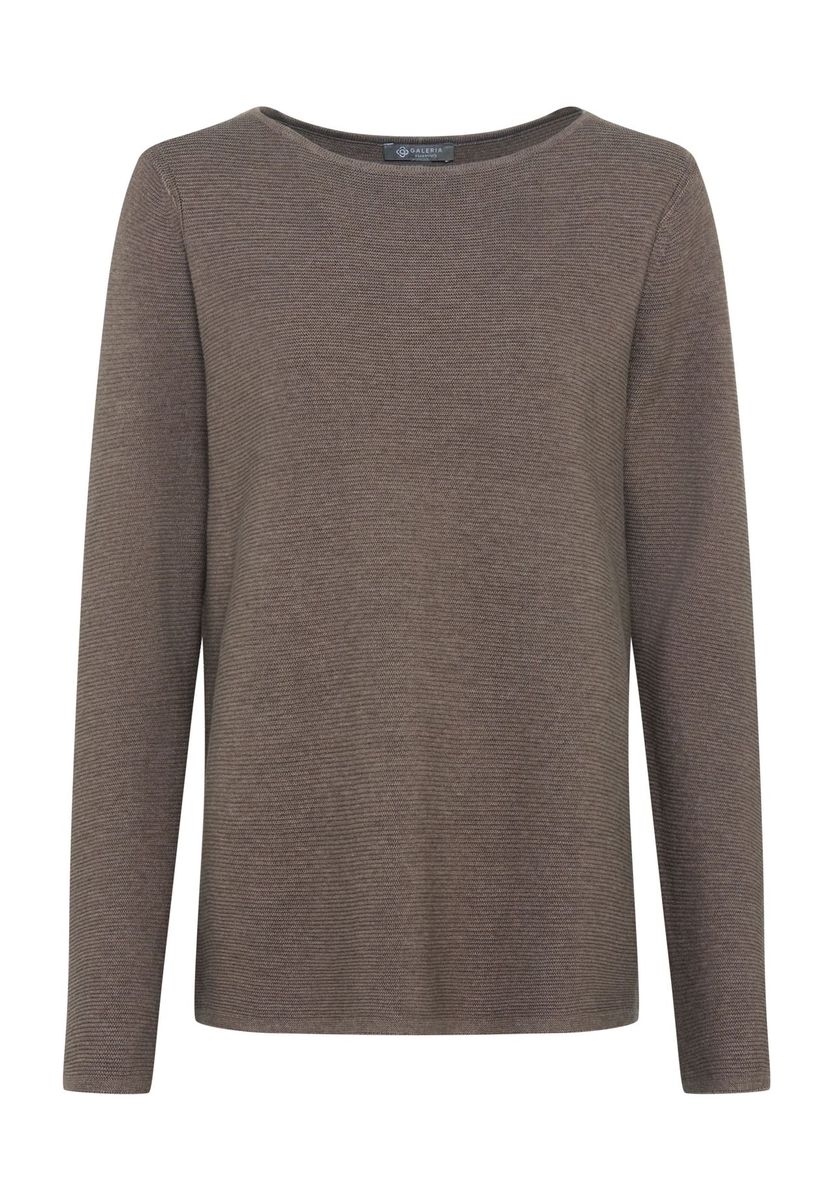 Strukturierter Pullover mit U-Boot-Ausschnitt