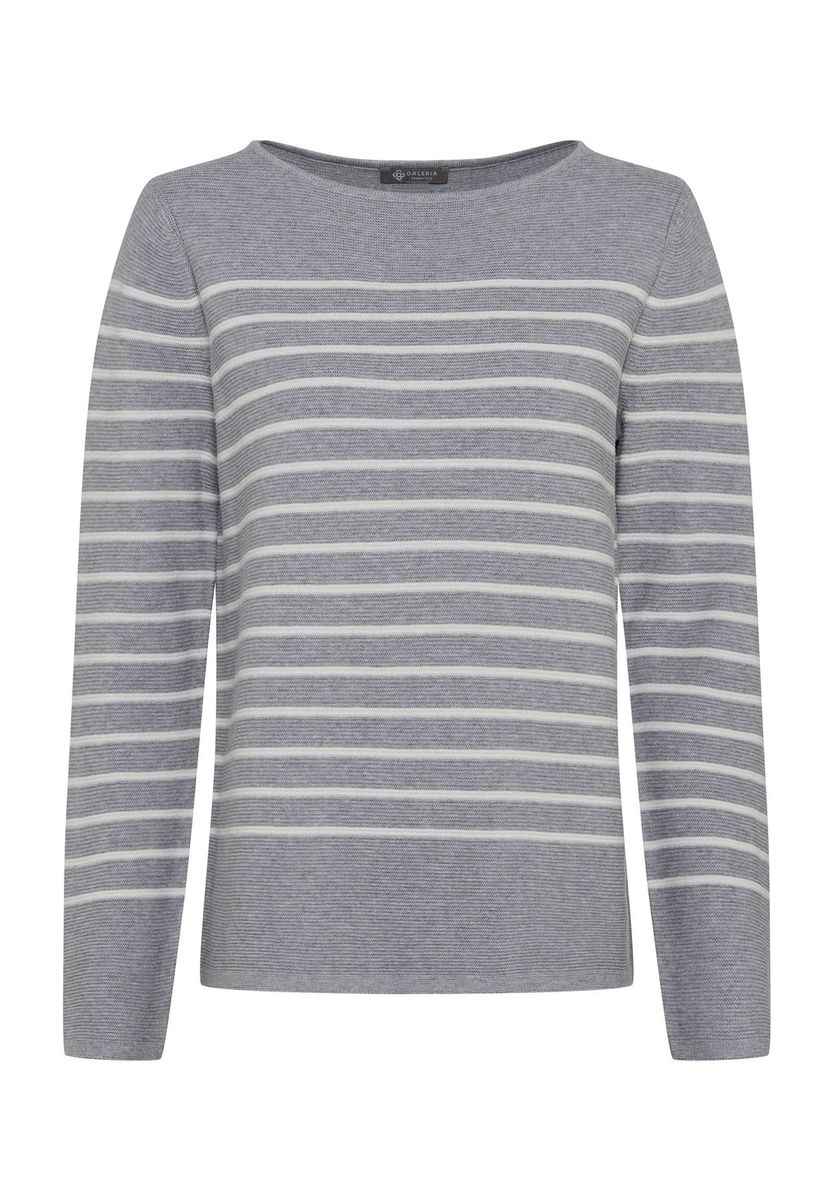 Gestreifter Strickpullover mit U-Boot-Ausschnitt