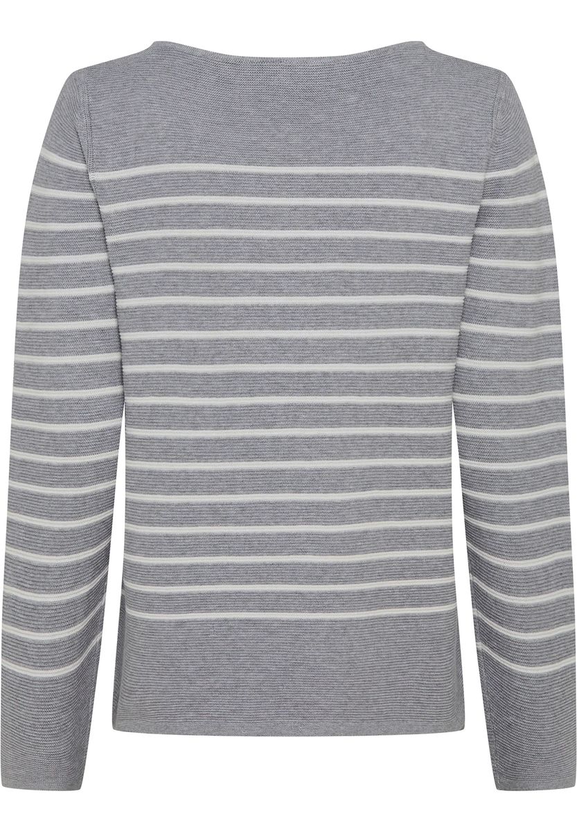 Gestreifter Strickpullover mit U-Boot-Ausschnitt