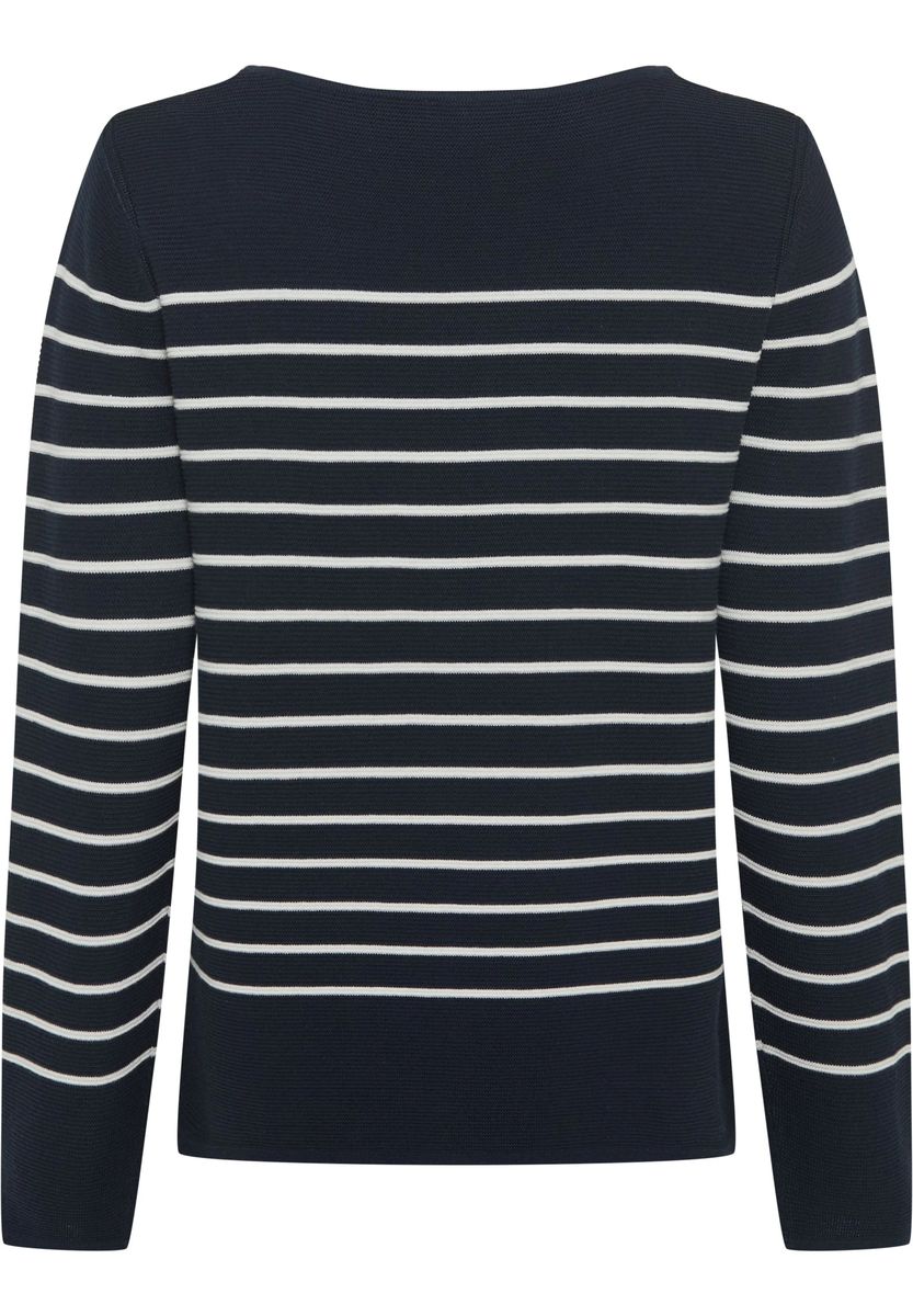 Klassischer Streifenpullover mit U-Boot-Ausschnitt