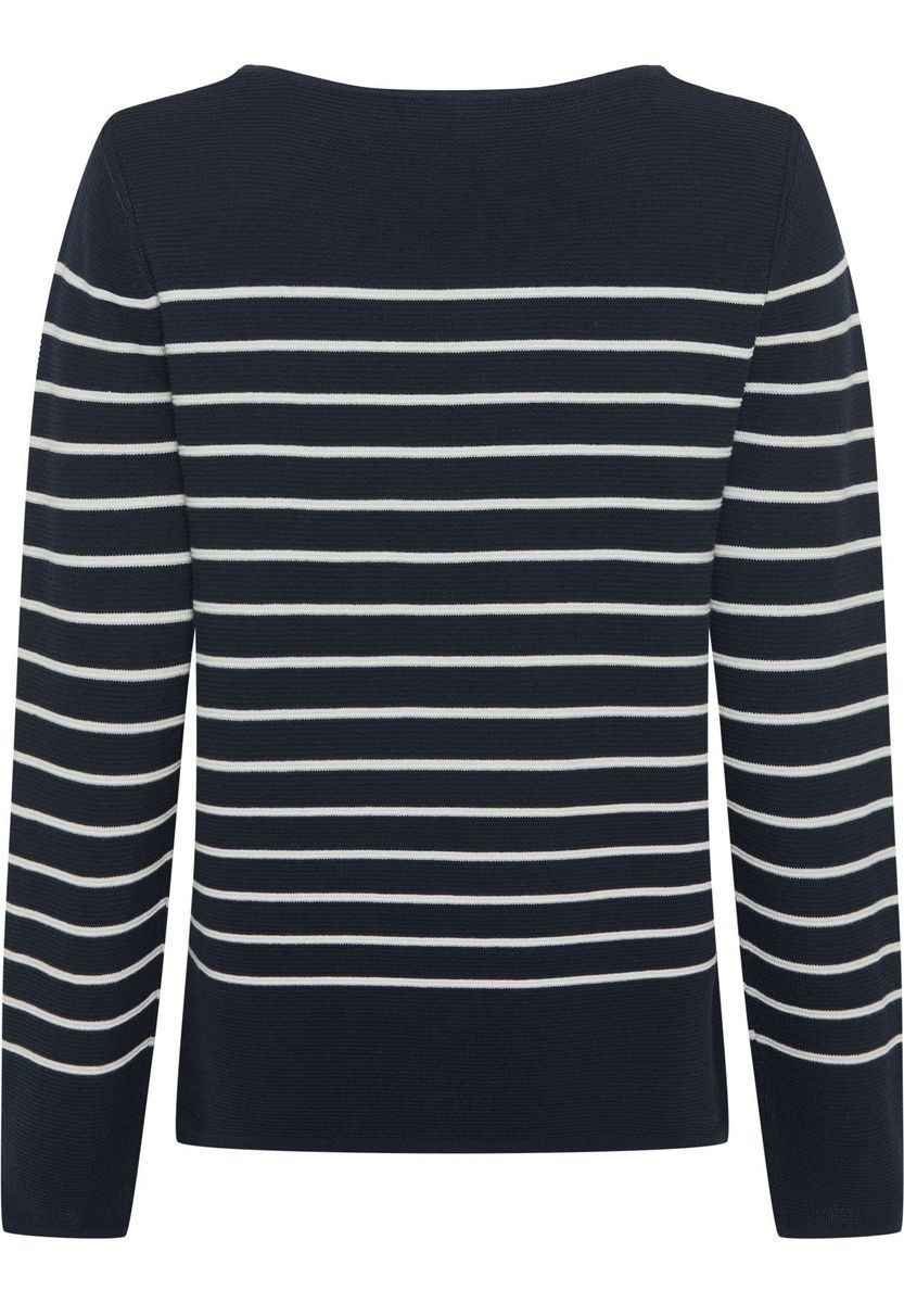 Klassischer Streifenpullover mit U-Boot-Ausschnitt