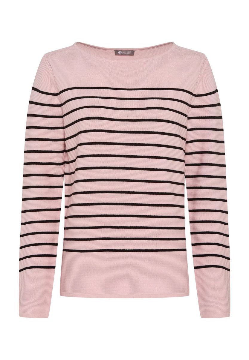 Gestreifter Pullover mit U-Boot-Ausschnitt