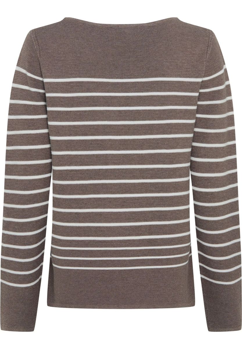 Gestreifter Strickpullover mit U-Boot-Ausschnitt