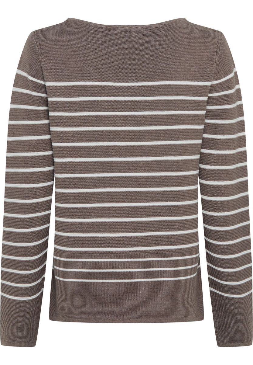 Gestreifter Strickpullover mit U-Boot-Ausschnitt