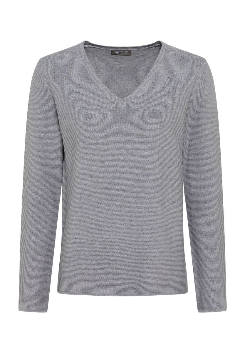 Feingestrickter Baumwollpullover mit V-Ausschnitt