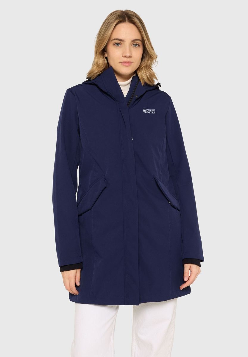 Lange Softshell-Outdoorjacke mit Kapuze