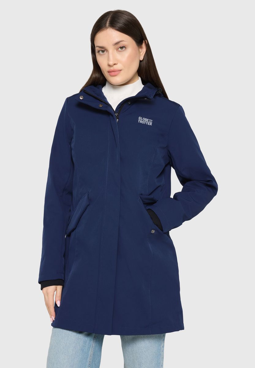Lange Softshell-Outdoorjacke mit Kapuze