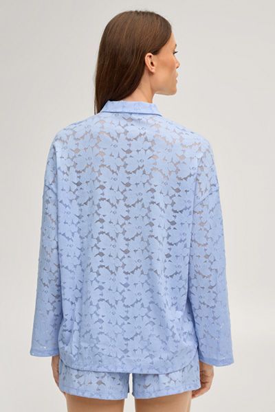 Loungewear-Hemd aus floraler Spitze