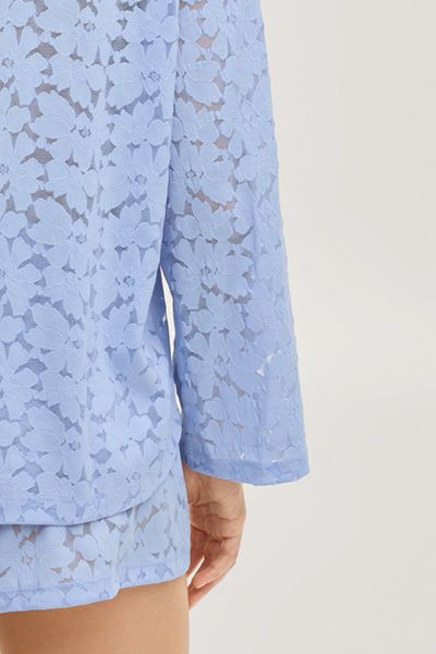 Loungewear-Hemd aus floraler Spitze