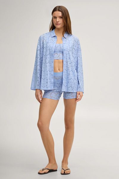 Loungewear-Shorts mit Allover-Blumenspitze