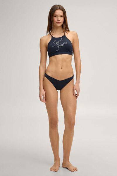 High-Neck Bikini-Top mit Glitzer-Logo