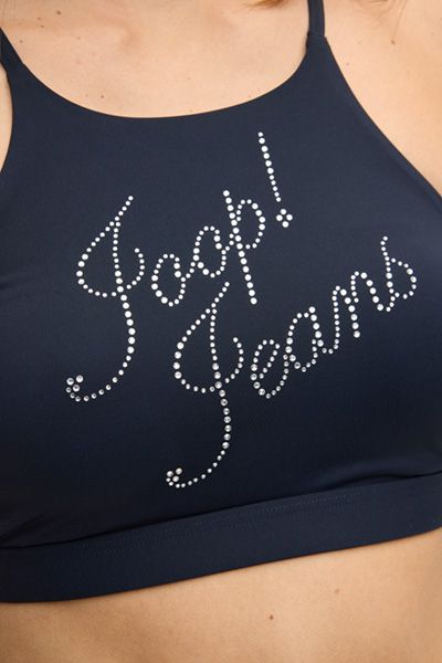 High-Neck Bikini-Top mit Glitzer-Logo
