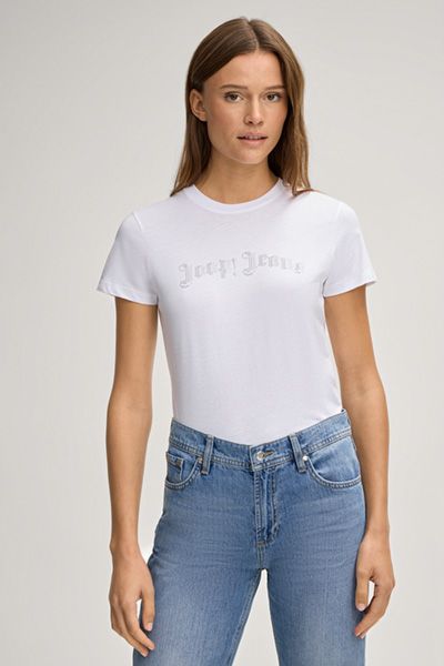 Baumwoll-T-Shirt mit Glitzer-Logo