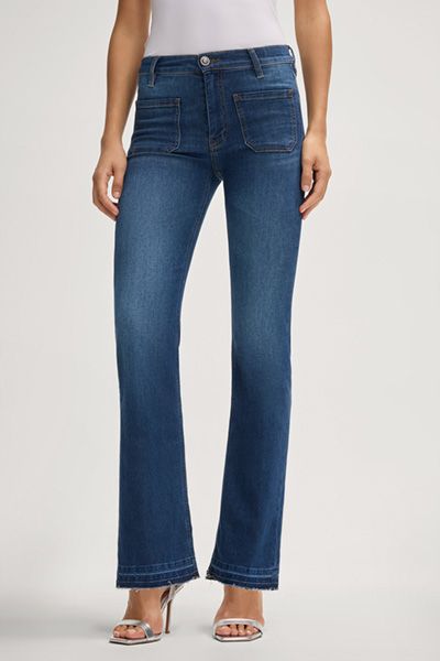 Schmale Bootcut-Jeans mit hoher Taille