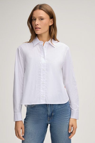 Locker geschnittene Baumwoll-Hemdbluse