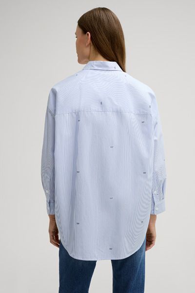 Gestreifte Baumwollbluse mit Logo-Stickerei
