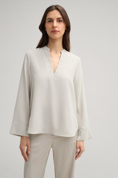 Elegante Langarm-Crepe-Bluse mit V-Ausschnitt