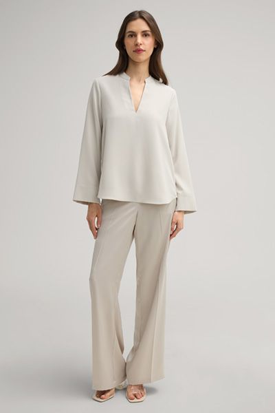 Elegante Langarm-Crepe-Bluse mit V-Ausschnitt