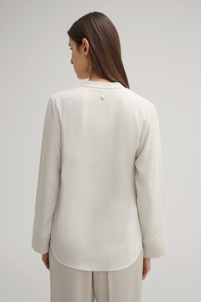 Elegante Langarm-Crepe-Bluse mit V-Ausschnitt