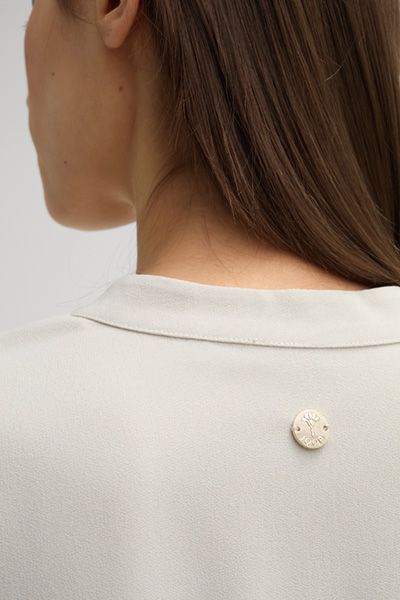 Elegante Langarm-Crepe-Bluse mit V-Ausschnitt