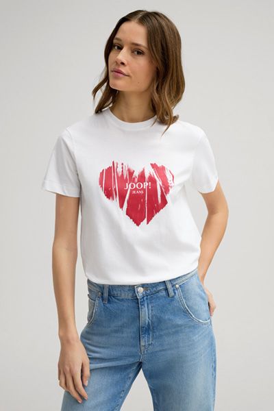 Klassisches Baumwoll-T-Shirt mit Herzprint