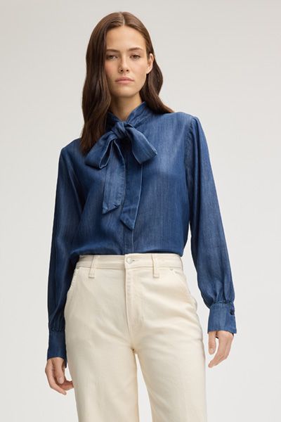 Elegante Jeansbluse mit Schluppe