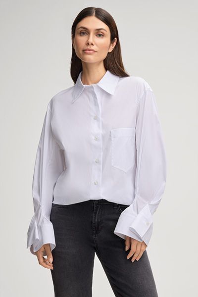 Oversized Baumwollbluse mit Cut-Outs