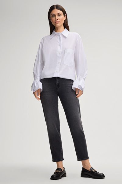 Oversized Baumwollbluse mit Cut-Outs