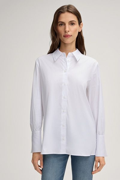 Stretch-Baumwollbluse mit hohen Manschetten