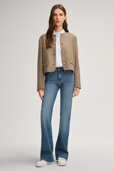 Stretch-Baumwollbluse mit hohen Manschetten