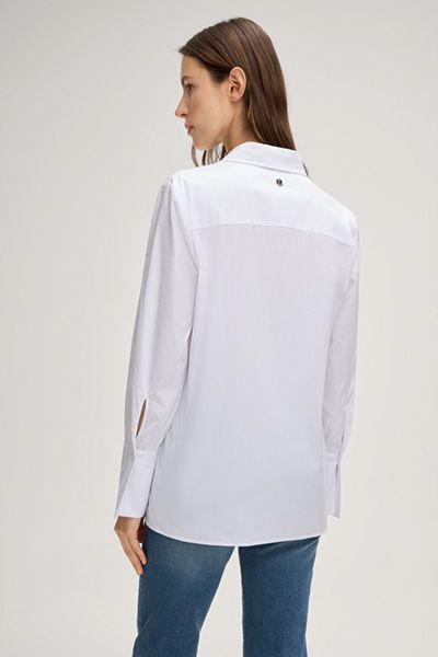 Stretch-Baumwollbluse mit hohen Manschetten
